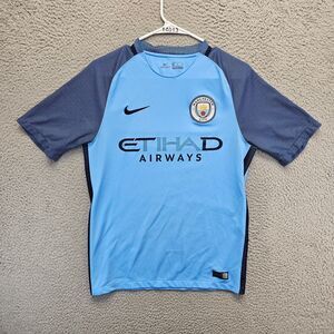 Nike Manchester City 2016 2017 Home Football Soccer Jersey Shirt Mens Small Blue